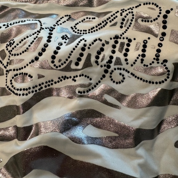 NWT Sinful by Affliction Pyramid White Zebra Foil Bikini Bottom Size Lg - Picture 7 of 8